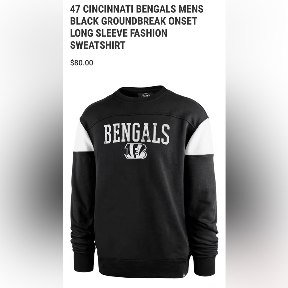 '47 Cincinnati Bengals Black Sweatshirt - Picture 3 of 4